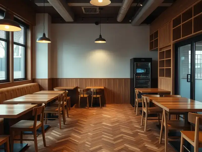 カフェの店内床材施工事例
